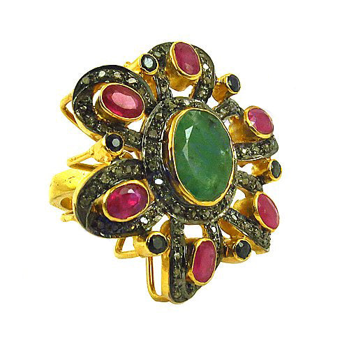 Emerald Ruby Gemstone Ring | gold plating Plated Cocktail Ring