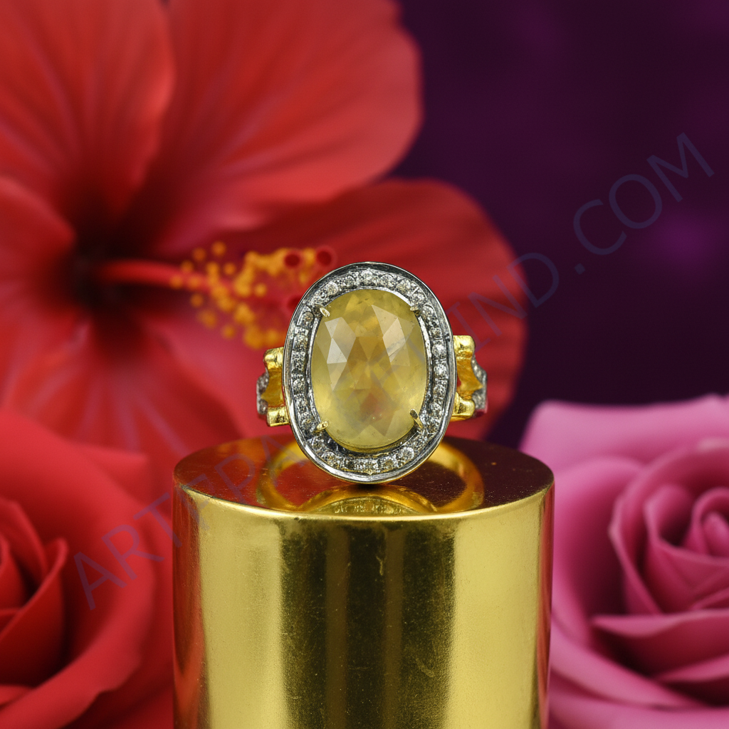Yellow Sapphire Ring for Women | Gold Plated Jewelry