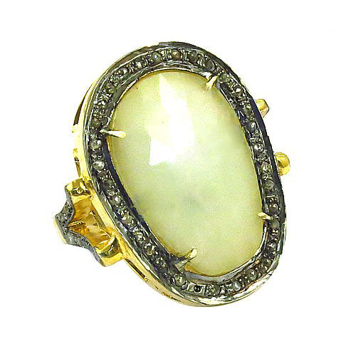 gold plating Ring with Pearl & Diamond Accents | Women's Jewelry Gift