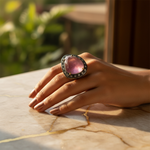 Load image into Gallery viewer, Pink Tourmaline &amp; Diamond Ring | Silver Ring for Women
