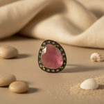 Load image into Gallery viewer, Pink Tourmaline &amp; Diamond Ring | Silver Ring for Women
