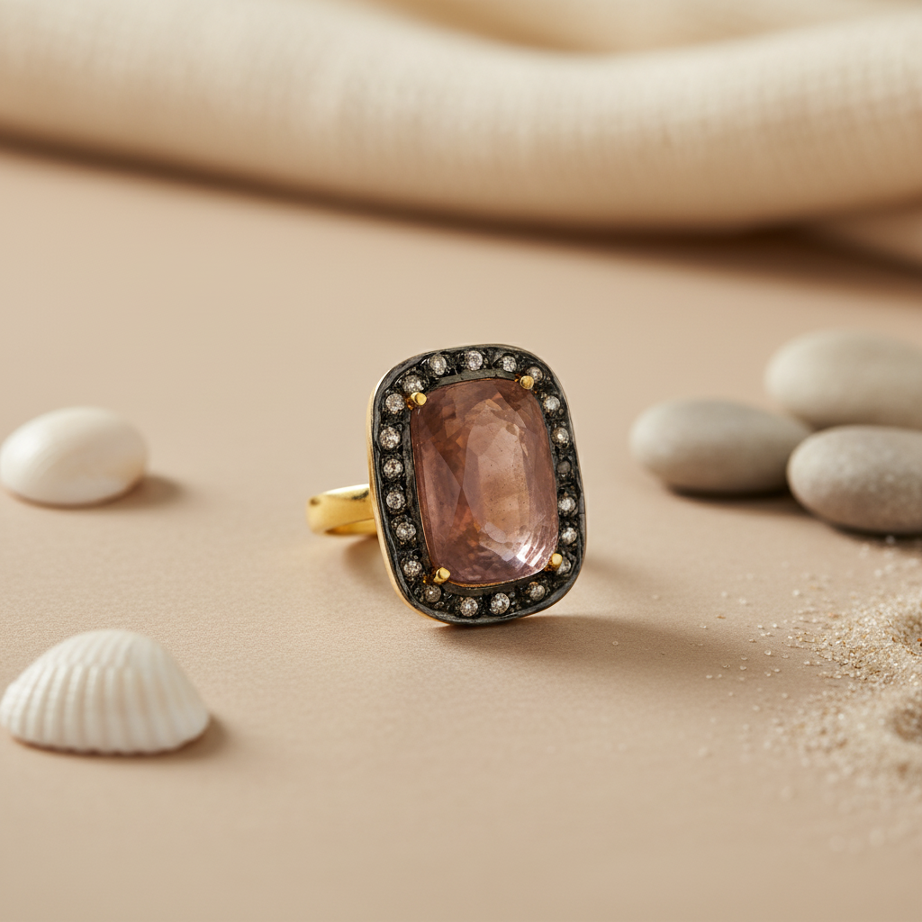 Sapphire & Diamond Ring | gold plating Finish Ring For Women