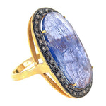 Load image into Gallery viewer, gold plating Oval Blue Gemstone Ring | Women's Fine Jewelry Gift
