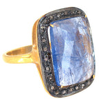Load image into Gallery viewer, Sapphire &amp; Diamond Ring | gold plating Finish | Women's Jewelry Gift
