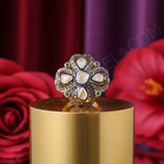 Load image into Gallery viewer, gold plating Diamond Ring with Emerald Accents | Floral Ring
