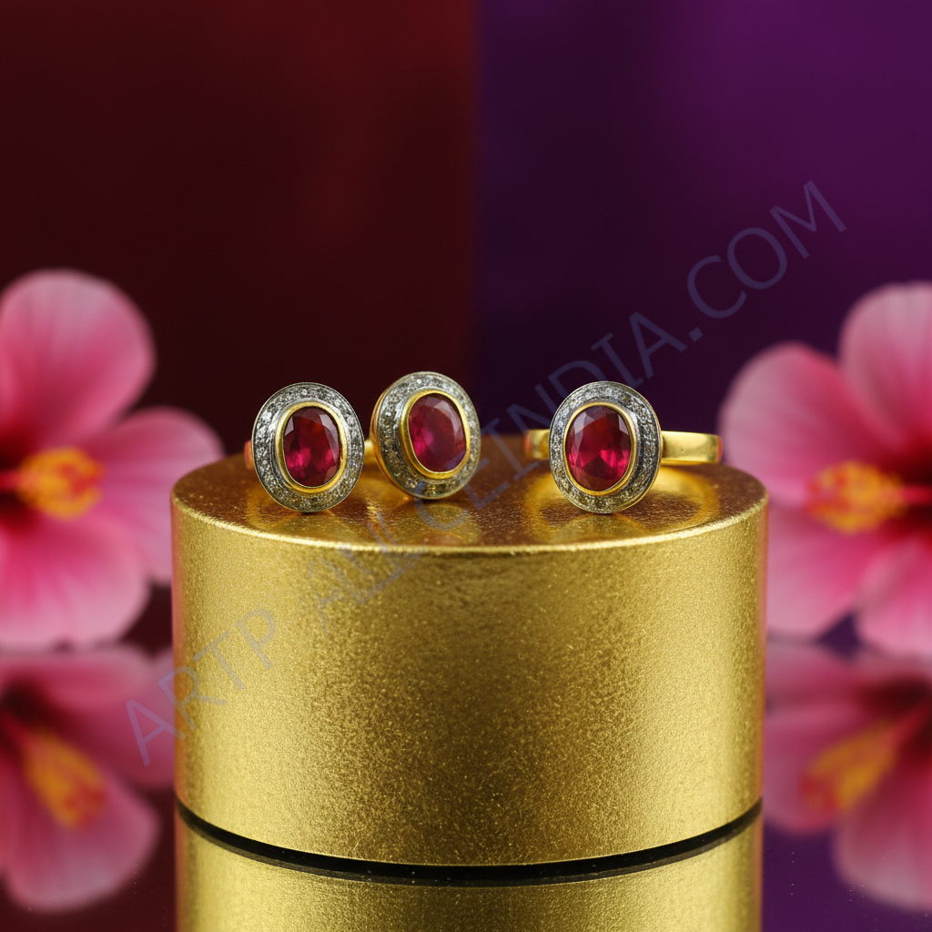 Ruby Earrings & Ring Set | gold plating Plated Jewelry | Gift for Her