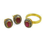 Load image into Gallery viewer, Ruby Earrings &amp; Ring Set | gold plating Plated Jewelry | Gift for Her
