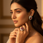 Load image into Gallery viewer, gold plating Ruby Ring and Earrings Set for Women | Gift Jewelry
