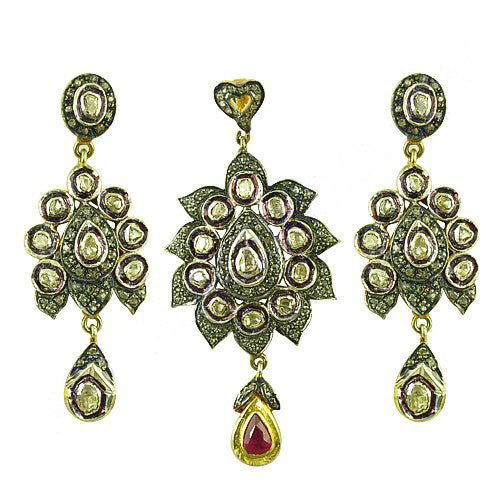gold plating Diamond Earrings Pendant Set | Women's Indian Jewelry