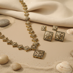 Load image into Gallery viewer, gold plating Diamond Square Necklace &amp; Earrings Set | Women's Jewelry
