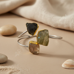 Load image into Gallery viewer, Raw Stone Cuff Bracelet in gold plating Finish for Women | Gemstone Jewelry
