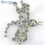 Load image into Gallery viewer, Silver dragonfly brooch pin with clear gemstones, elegant women&#39;s jewelry.

