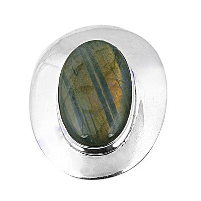 925 Silver Labradorite Ring | Oval Gemstone Ring for Women