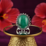 Load image into Gallery viewer, 925 Silver Malachite Ring | Oval Gemstone Ring for Women
