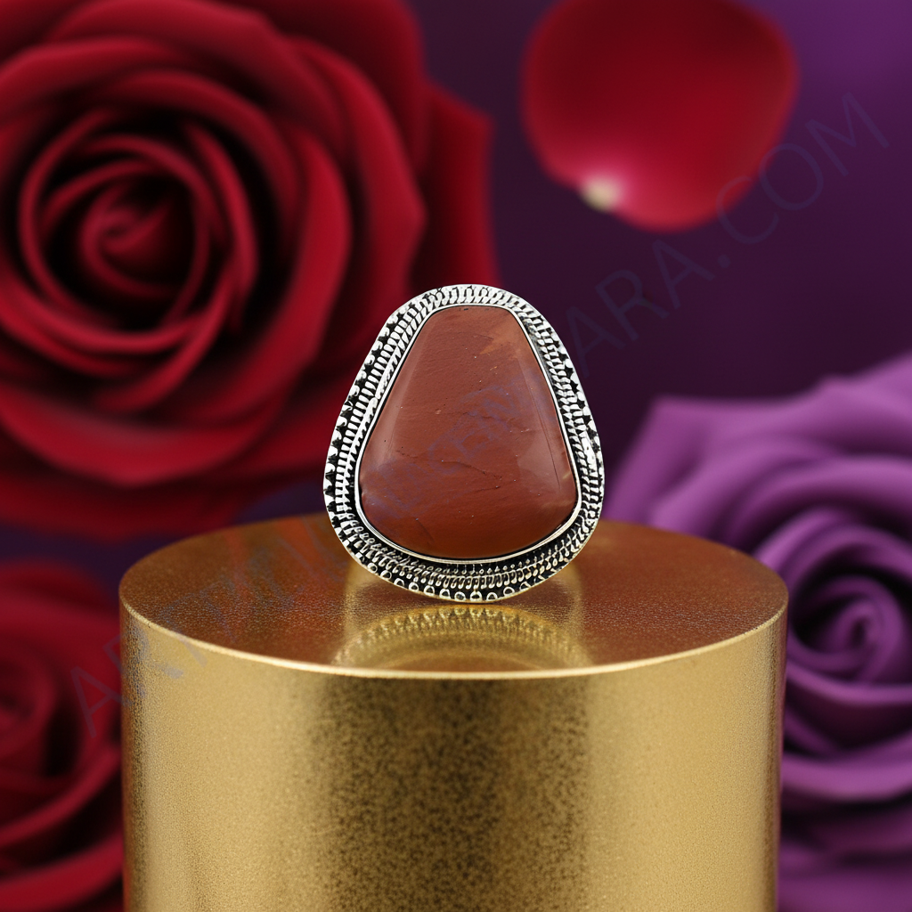 Silver Red Jasper Ring for Women | Statement Gemstone Jewelry