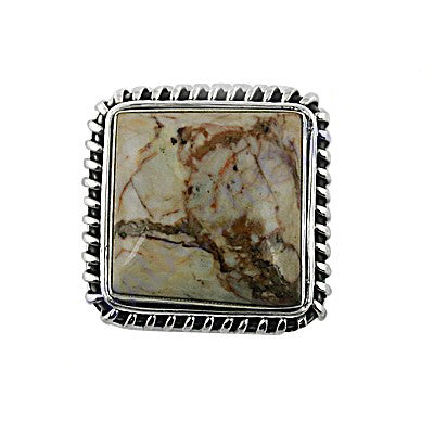 925 Silver Jasper Stone Ring for Women | Square Stone Jewelry