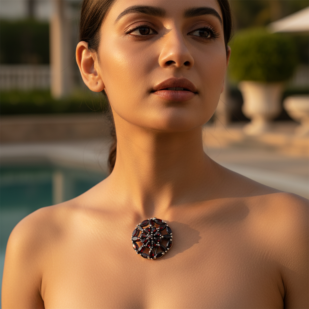 Garnet Silver Pendant for Women | Gemstone Jewelry Gift