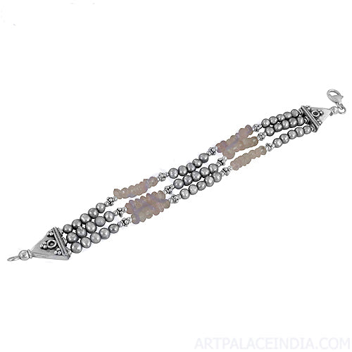 925 Silver Pearl & Rose Quartz Bracelet for Women | Gift
