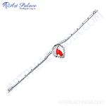 Load image into Gallery viewer, Sterling silver anklet featuring red gemstone accents, perfect for adding a touch of elegance to any outfit.
