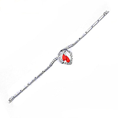 Silver Anklet with Red Gemstones | Women's Delicate Jewelry