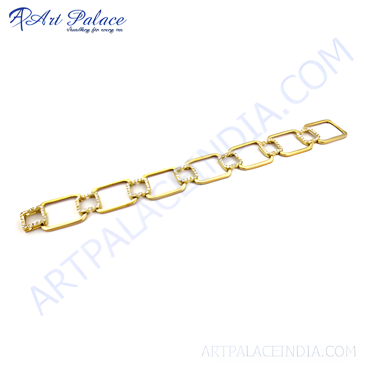 Gold plating chain link bracelet with rectangular links, a beautiful piece of gold plating jewelry for women
