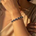 Load image into Gallery viewer, Silver Sapphire Bracelet | Oval Stone Bracelet | Women's Jewelry
