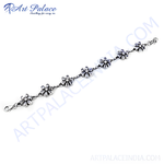 Load image into Gallery viewer, 925 sterling silver floral chain bracelet for women on a white background
