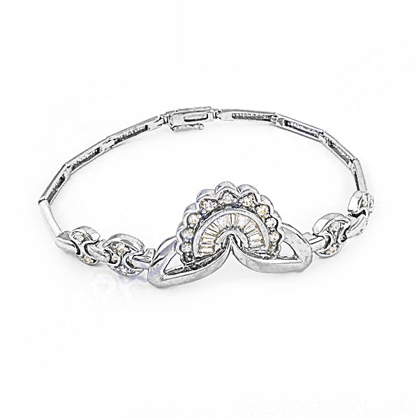 Silver Baguette Diamond Bracelet for Women | Wedding Jewelry