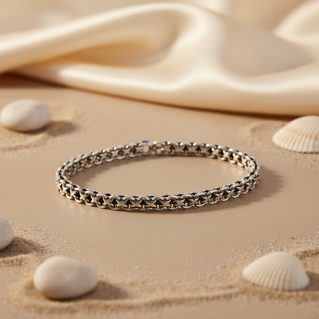925 Sterling Silver Star Chain Bracelet | Men's Jewelry