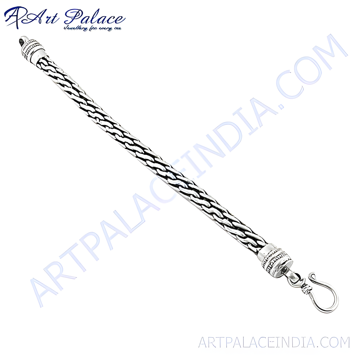 925 sterling silver braided chain bracelet with hook clasp