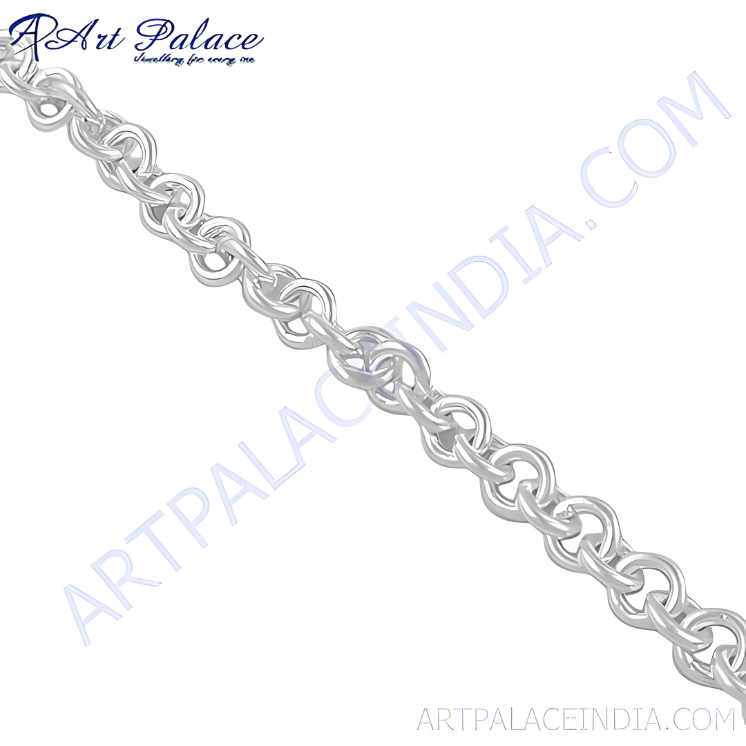Close-up of a 925 sterling silver rolo chain necklace on a white background, highlighting the link details.