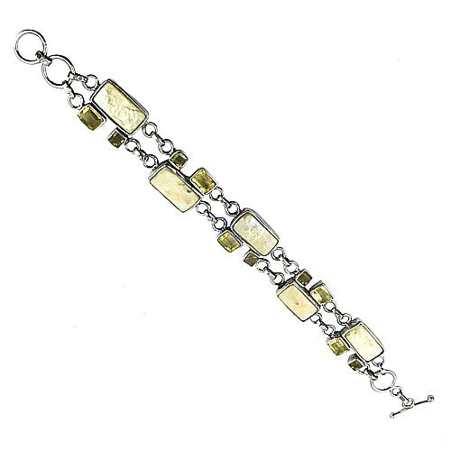 925 Silver Bracelet with Yellow Gemstones for Women