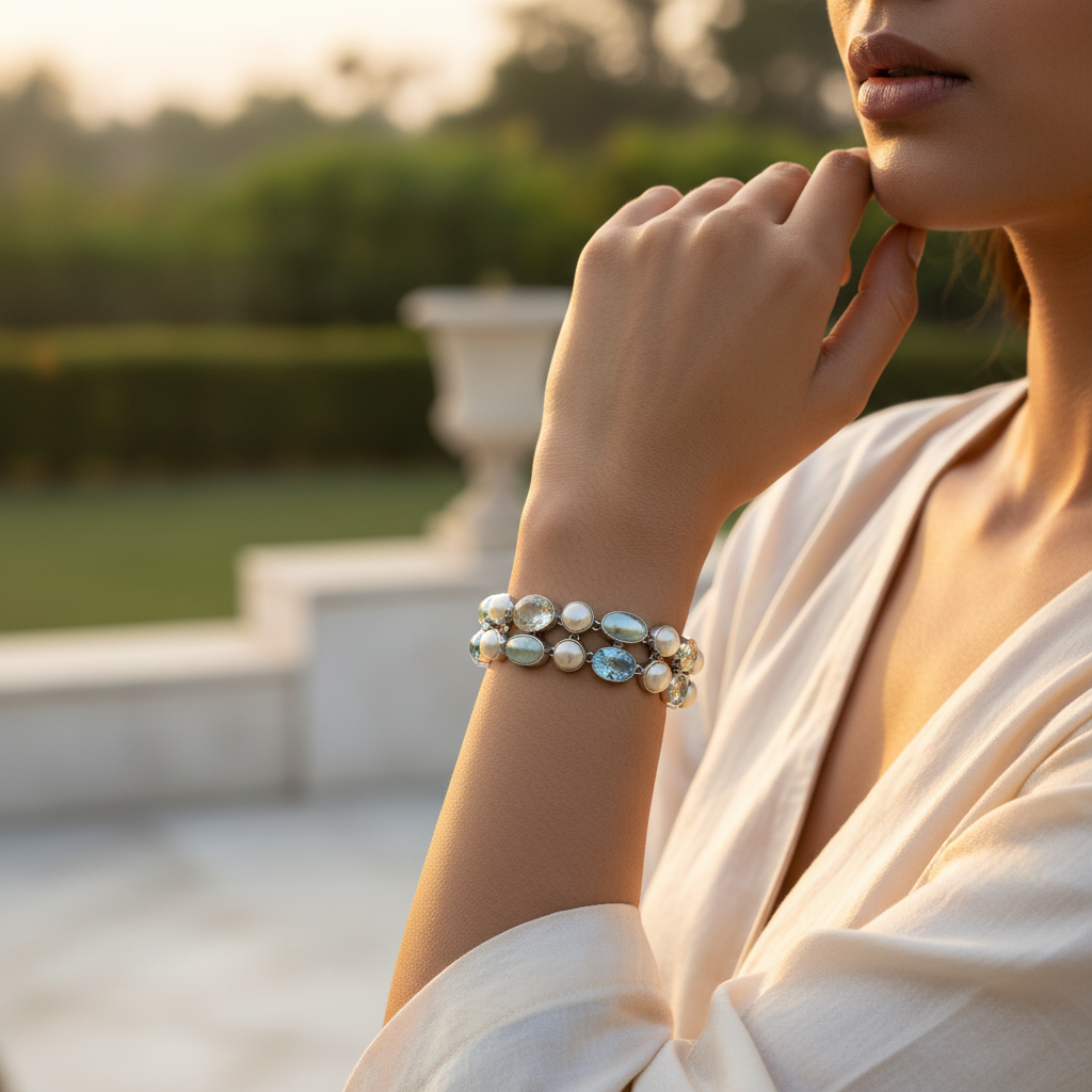 925 Silver Gemstone Bracelet for Women | Statement Jewelry