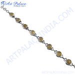 Load image into Gallery viewer, Sterling silver chain bracelet with round moonstone gemstones in bezel settings, for women
