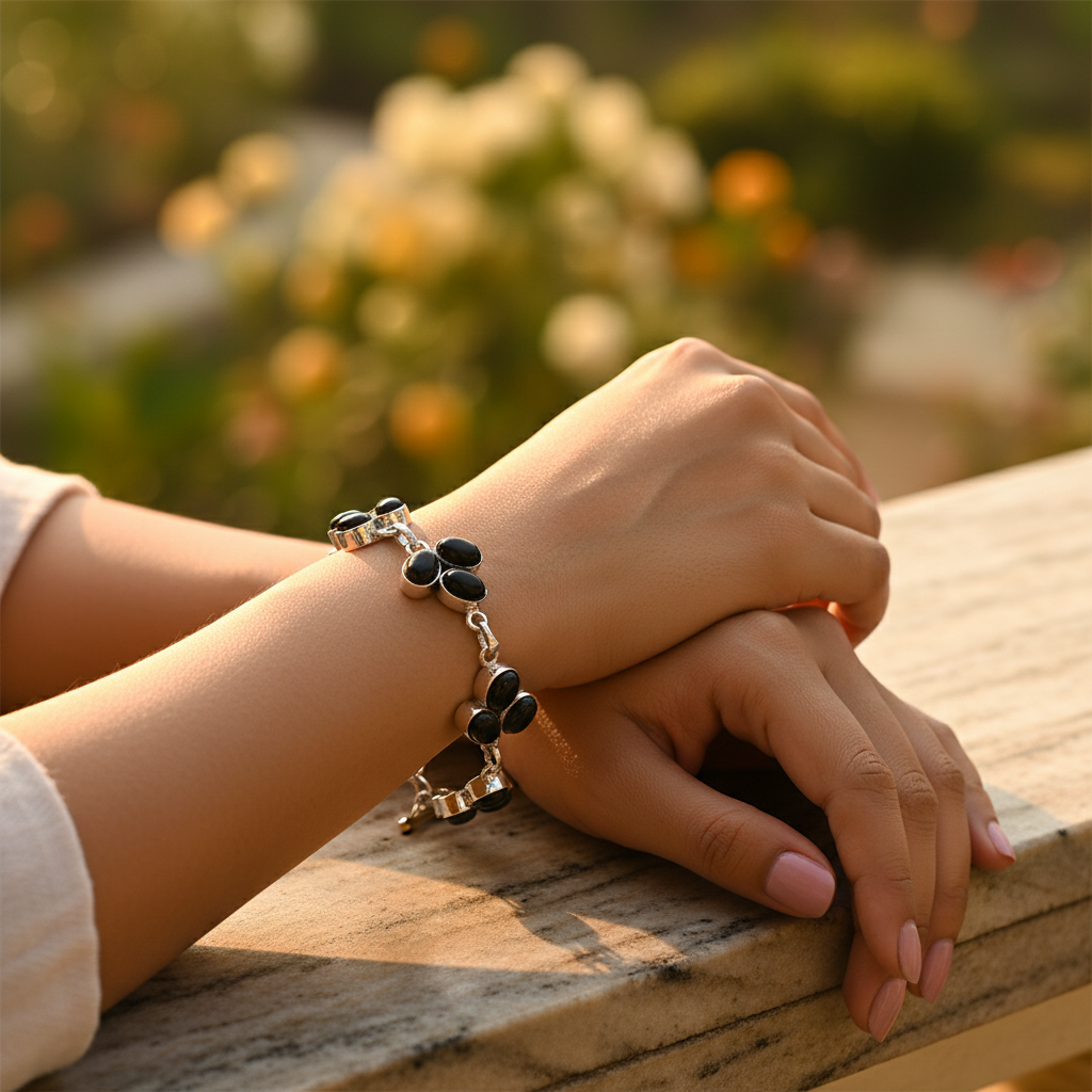 925 Silver Black Onyx Bracelet for Women | Daily Wear Jewelry