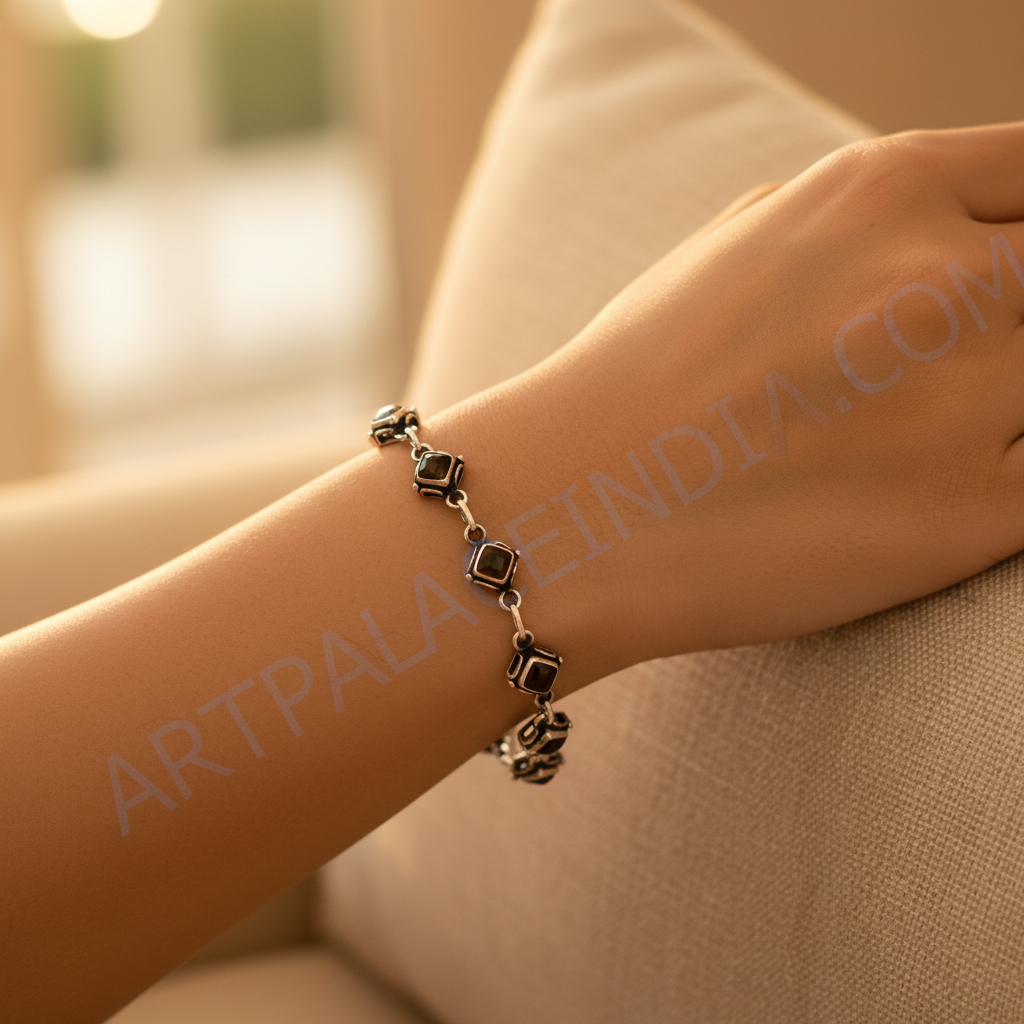 Smoky quartz sterling silver bracelet for women | gift