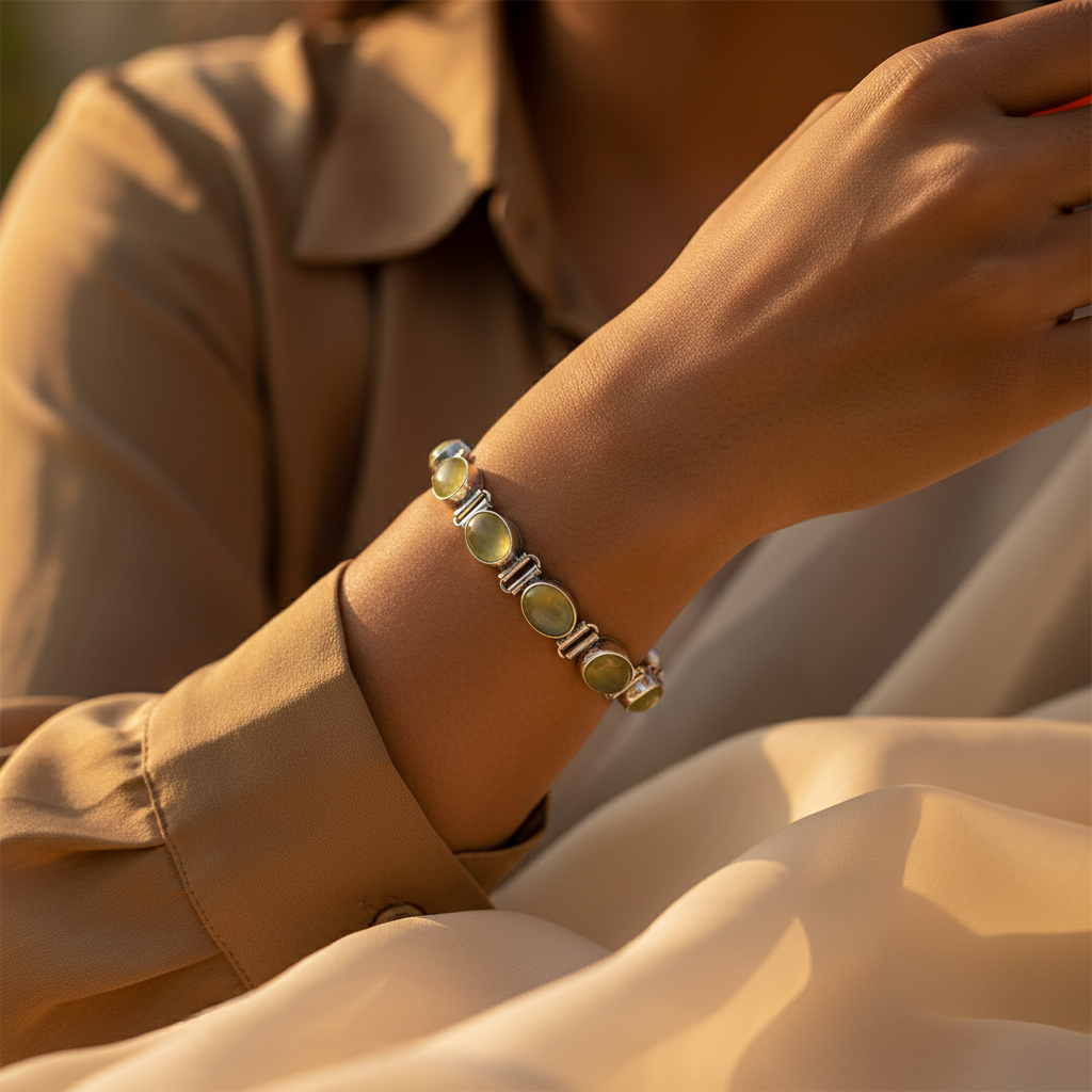 925 Silver Peridot Bracelet for Women | Green Gemstone Jewelry