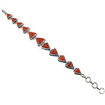 Load image into Gallery viewer, Silver Red Coral Triangle Bracelet for Women | Gift Jewelry
