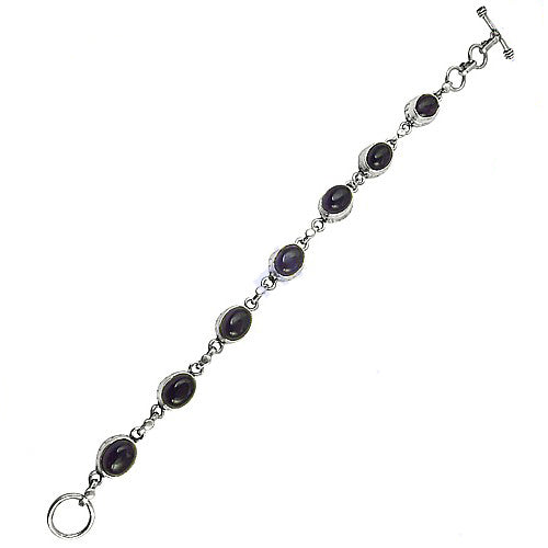 925 Silver Onyx Bracelet for Women | Oval Stone Jewelry