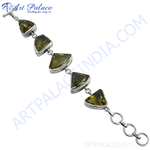 Load image into Gallery viewer, 925 sterling silver bracelet with triangular citrine gemstones, silver chain, and clasp
