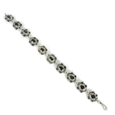 925 Silver Black Onyx Bracelet for Women | Floral Design Jewelry