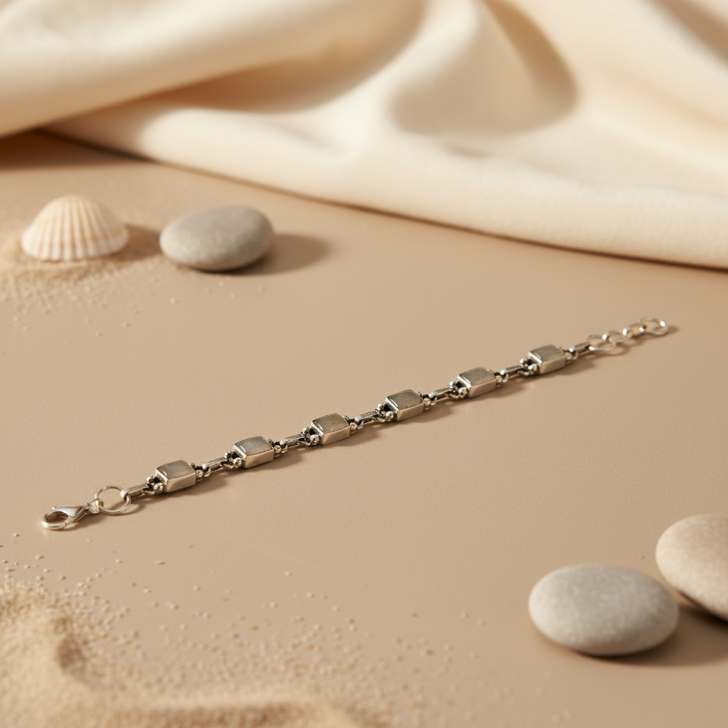 Silver Bracelet for Women | Stone Chain Bracelet | Daily Wear