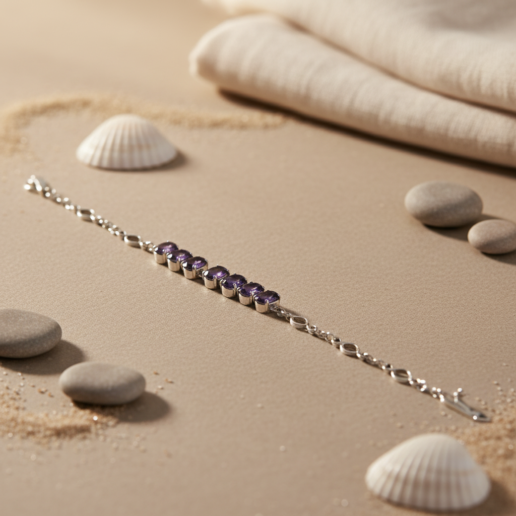 925 Silver Amethyst Bracelet for Women | Gemstone Jewelry