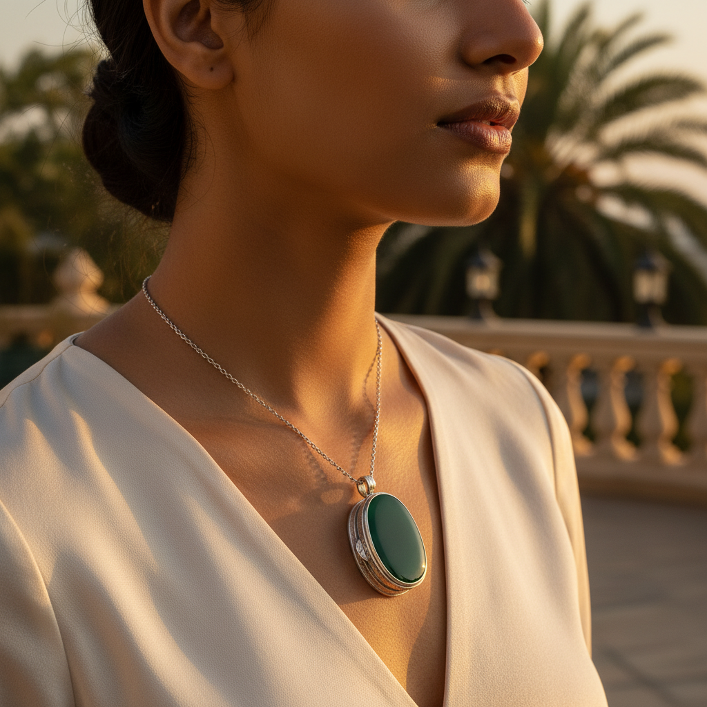 925 silver pill box with green onyx stone | gift for her