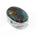 Load image into Gallery viewer, Silver Pill Box with Gemstone | Decorative Jewelry Box

