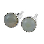 Load image into Gallery viewer, Silver Cufflinks with Gray Gemstone | Men's Wedding Gift
