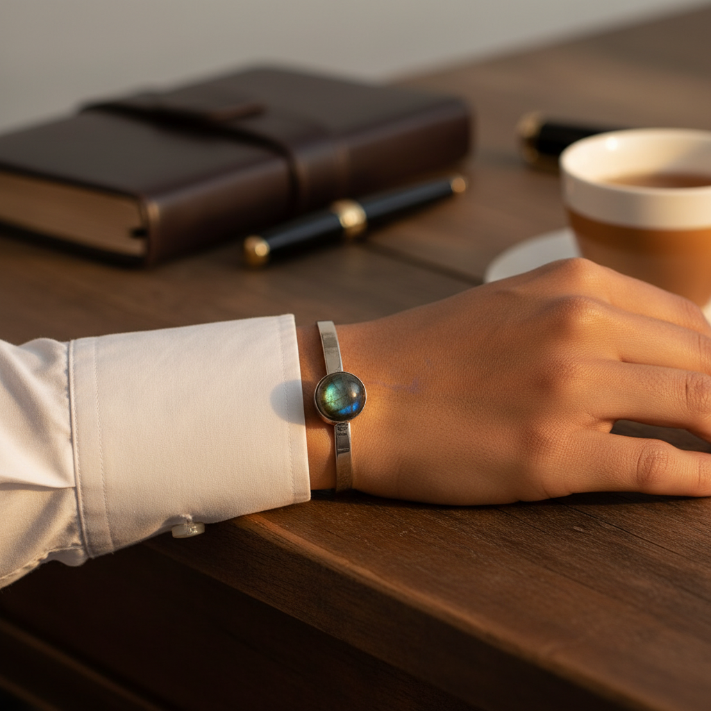 Silver Labradorite Cufflinks for Men | Formal Wear Jewelry