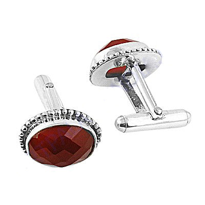 Silver Carnelian Cufflinks for Men | Formal Wear Jewelry