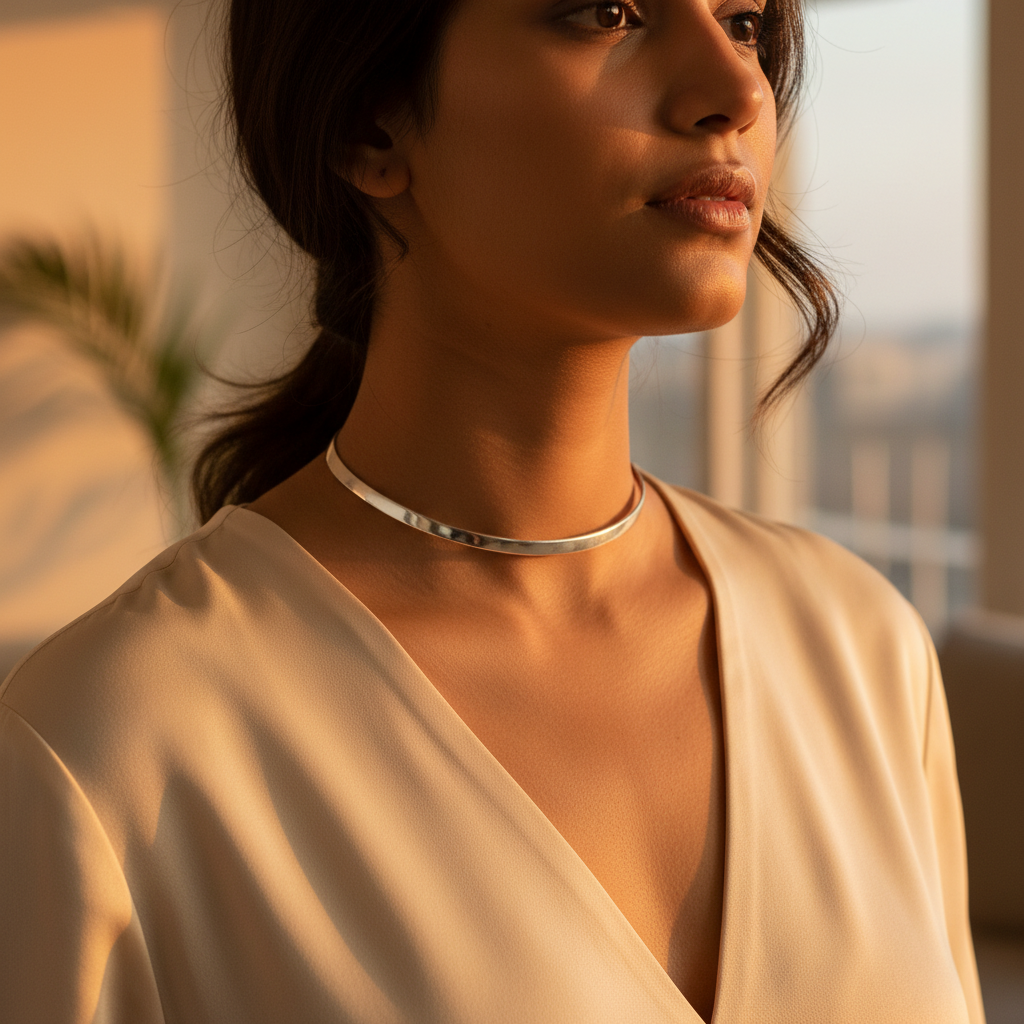 Silver collar necklace for women | minimalist jewelry gift