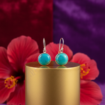 Load image into Gallery viewer, 925 Silver Turquoise Stone Earrings | Round Gemstone Jewelry
